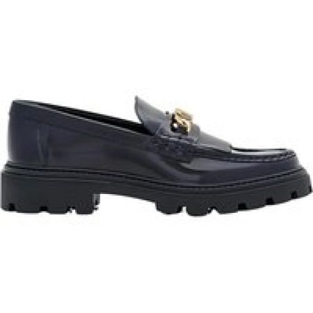 - Logo Chain Leather Loafers in zwart