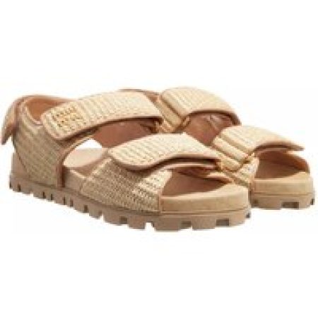 Miu Miu Sandalen - Sporty Woven Fabric With Raffia Look Sandals in beige