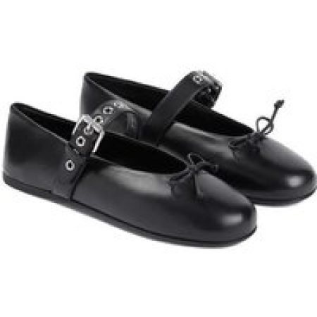 Miu Miu Loafers & ballerina schoenen - Black Calf Leather Ballerinas in zwart