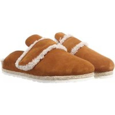 Espadrij l’originale Slippers - Cloq Velour Teddy Luxe in cognac