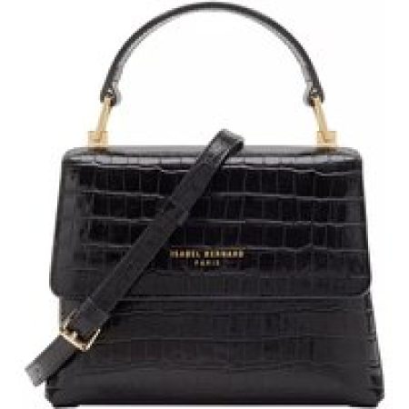 Isabel Bernard Satchels - Femme Forte Heline Croco Black Calfskin Leather Ha in zwart