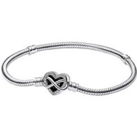 Pandora Armbanden - Pandora Moments Sparkling Infinity Heart Clasp Sna in silver