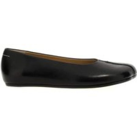 - Leather Ballet Flats in zwart