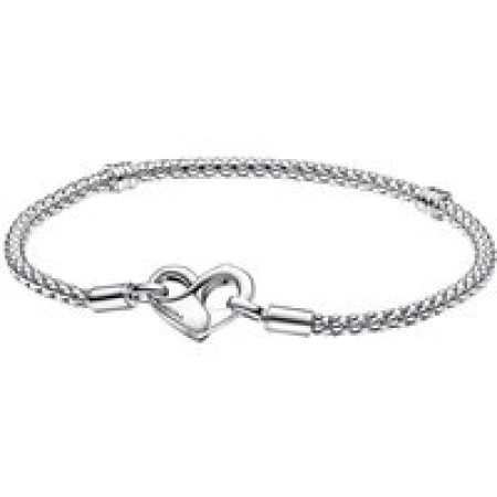 Pandora Armbanden - Studded chain sterling silver bracelet with heart in silver