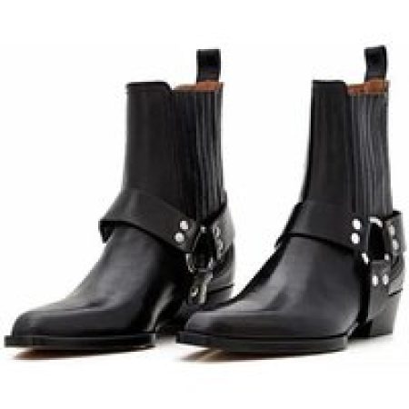 Paris Texas Boots - Helena Shiny Vintage Leather Ankle Boots in zwart