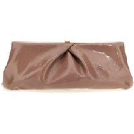 Dries Van Noten Clutches - Maxi Pleated Patent Leather Clutch in roze