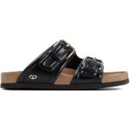 Valentino Garavani Sandalen - Fussfriend Slide Black Calf Leather Sandals in zwart
