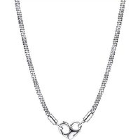 Pandora Kettingen - Studded chain sterling silver necklace with heart in gold