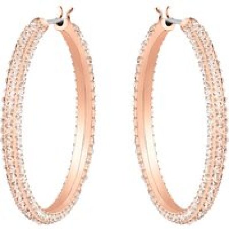Swarovski Oorbellen - Stone hoop Pavé Large rose gold-tone plated in quarz