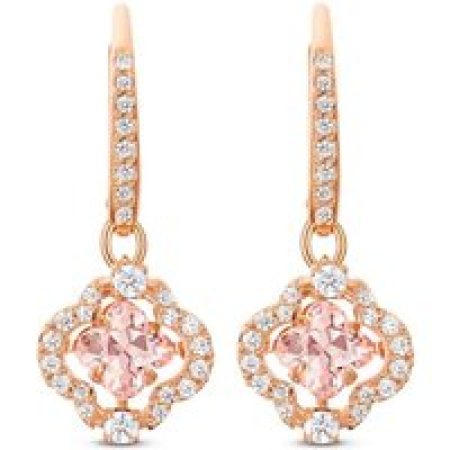 Swarovski Oorbellen - Sparkling Dance drop Clover rose gold-tone plated in quarz