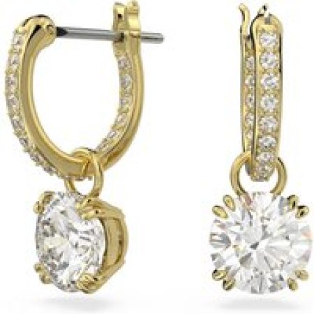 Swarovski Oorbellen - Constella drop Round cut Gold-tone plated in gold