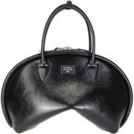 Acne Studios Crossbody bags - Curved Black Leather Handbag With Metal Plaque in zwart