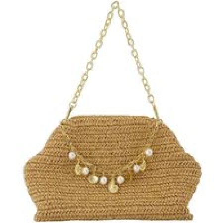 self-portrait Hobo bags - Charm Shoulder Bag - Raffia - Brown in bruin