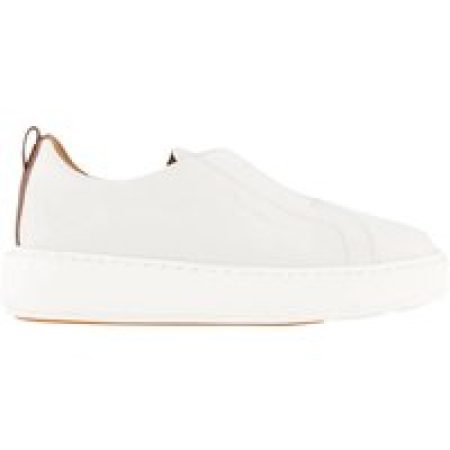 Santoni Low-Top Sneakers - White Leather Slip-On Sneakers in wit