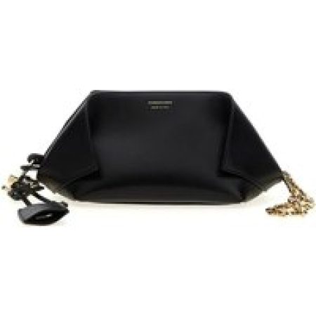 Salvatore Ferragamo Clutches - Folded-Corner Leather Clutch With Embossed Logo in zwart