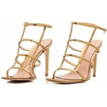 Gianvito Rossi Sandalen - Letal Leather Heel Sandals in goud