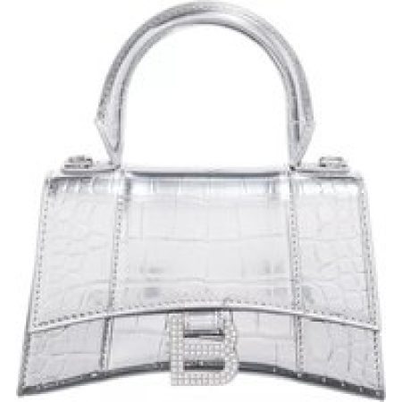 Balenciaga Satchels - Hourglass Metallic Finish Crocodile Embossed in zilver