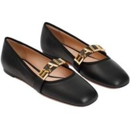 Bally Loafers & ballerina schoenen - Balby Black Nappa Lamb Leather Ballerinas in zwart