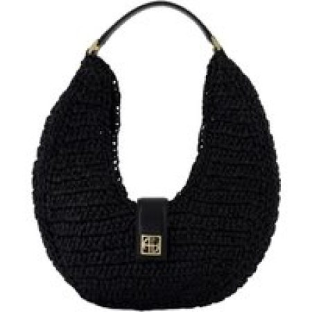 Anine Bing Hobo bags - Lou Monogram Shoulder Bag Black - Canvas - Black in zwart