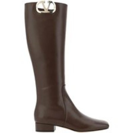 Valentino Garavani Boots - Leather Logo Boots in bruin