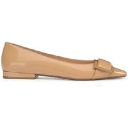 - Leather Ballerina Flats With Glossy Finish And Dec in bruin