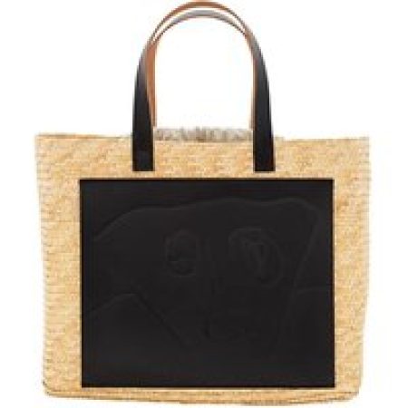 Plan C Shoppers & Totes - Woven Raffia Shopper Bag in beige
