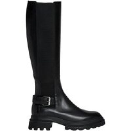 Hogan Boots - Black Leather Elastic Boot in zwart