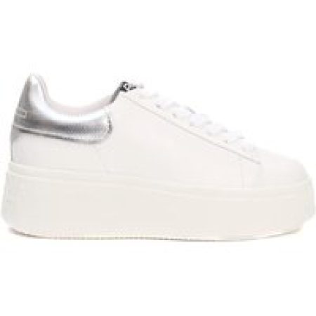 Ash Low-Top Sneakers - White Leather Sneakers With Metallic Silver Accent in wit