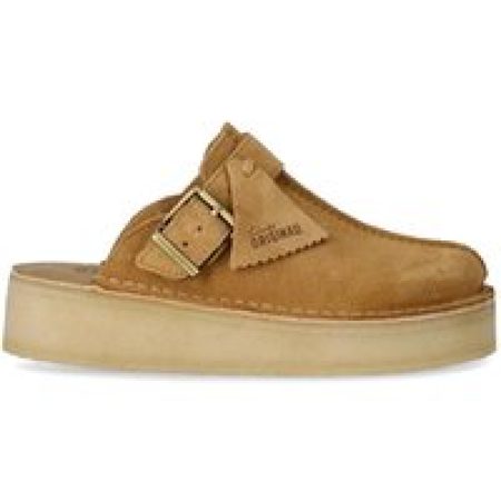 Clarks Slippers - CLARKS TREKWEDGE CAMEL CLOG in beige