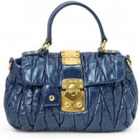 Miu Miu Crossbody bags - Small Blue Embossed Trunk in blauw