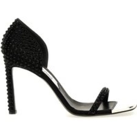 sergio rossi Sandalen - Area Dagger Satin Sandals With Rhinestone in zwart