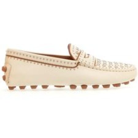 - White Leather Moccasin With Studs in wit