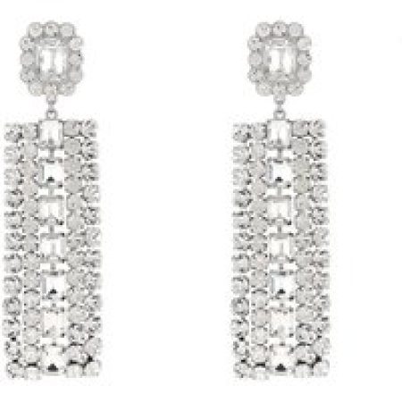 self-portrait Oorbellen - 'Multi Crystal Droplet' Earrings in silver