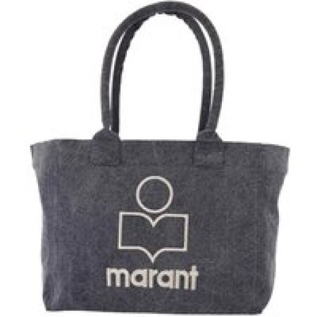 Isabel Marant Shoppers & Totes - Zipped Shopping Bag In Soft Faded Black Cotton in grijs