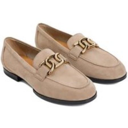 Tod's Loafers & ballerina schoenen - Beige Cappuccino Suede Leather Loafer Rubber Sole in bruin