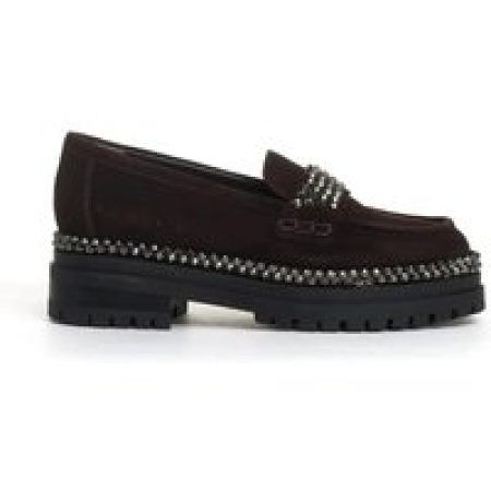 - Ebony Suede Moccasin With Dazzling Rhinestone Buck in bruin