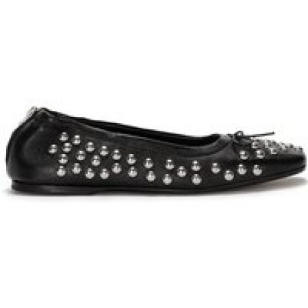 - Amy Zip Closure Leather Ballet Flats in zwart