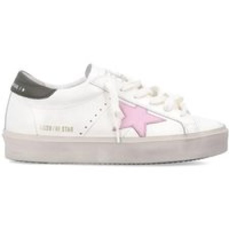 Golden Goose Low-Top Sneakers - Branded White Leather Sneakers With Contrasting He in wit
