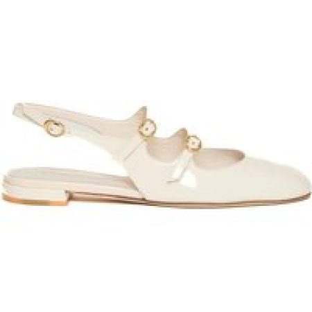 - White Patent Slingback Shoes With Double Strap in wit