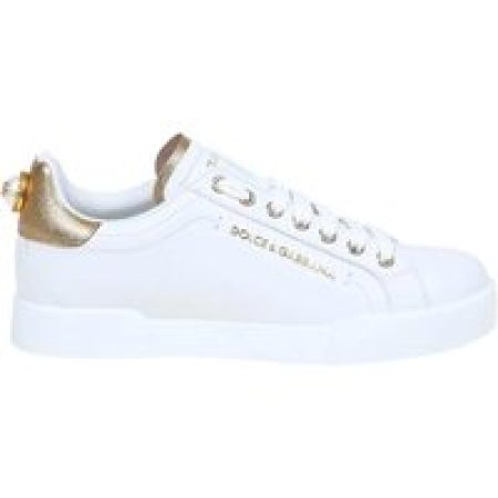 Dolce&Gabbana Low-Top Sneakers - Portofino Sneakers In White Leather With Logo Pear in wit