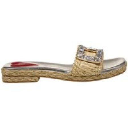 Roger Vivier Slippers & Mules - Strass Buckle Raffia Espa Mule 25 in beige