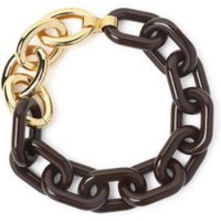 Marni Kettingen - Interlocking Chain Link Necklace In Metallic Brass in brown