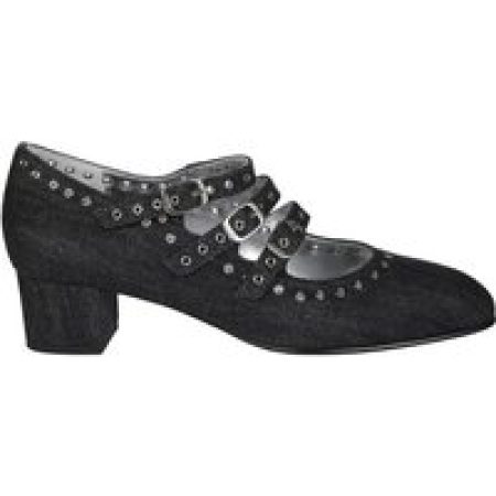 Carel Paris Hoge hakken - Black Denim Heeled Mary Jane Shoes in zwart