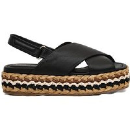 Paloma Barceló Sandalen - Raffia Wedge Sandal Cross Black in zwart