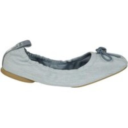 - Textured Upper Ballerina Flats With Bow Accent in blauw