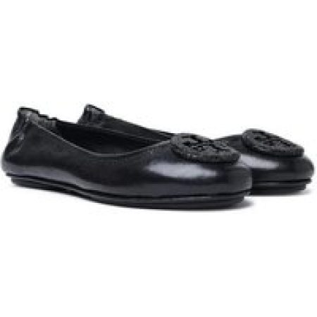 Tory Burch Loafers & ballerina schoenen - Minnie Travel Black Leather Ballet Flats in zwart