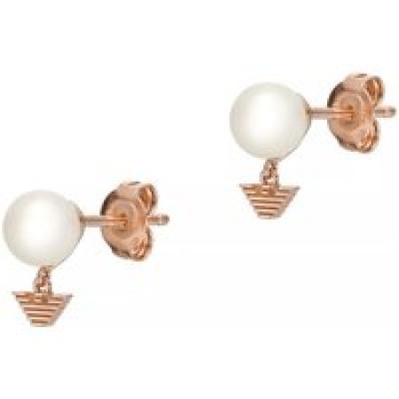 Emporio Armani Oorbellen - White Pearl Stud Earrings in gold