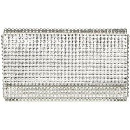 Amina Muaddi Clutches - Mini Satin Clutch With Detachable Chain Strap in zilver