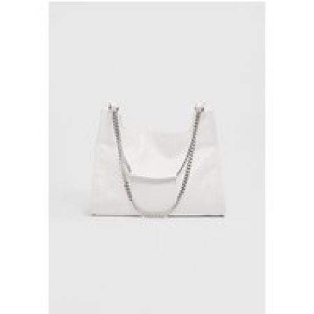 Stradivarius Tote met leereffect en ketting  Wit OS