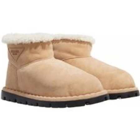 Prada Boots & laarzen - Triangle Logo Suede Boots in beige